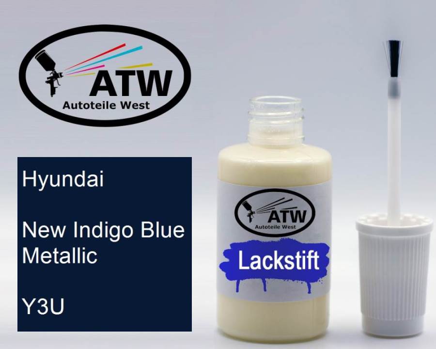 Hyundai, New Indigo Blue Metallic, Y3U: 20ml Lackstift, von ATW Autoteile West.